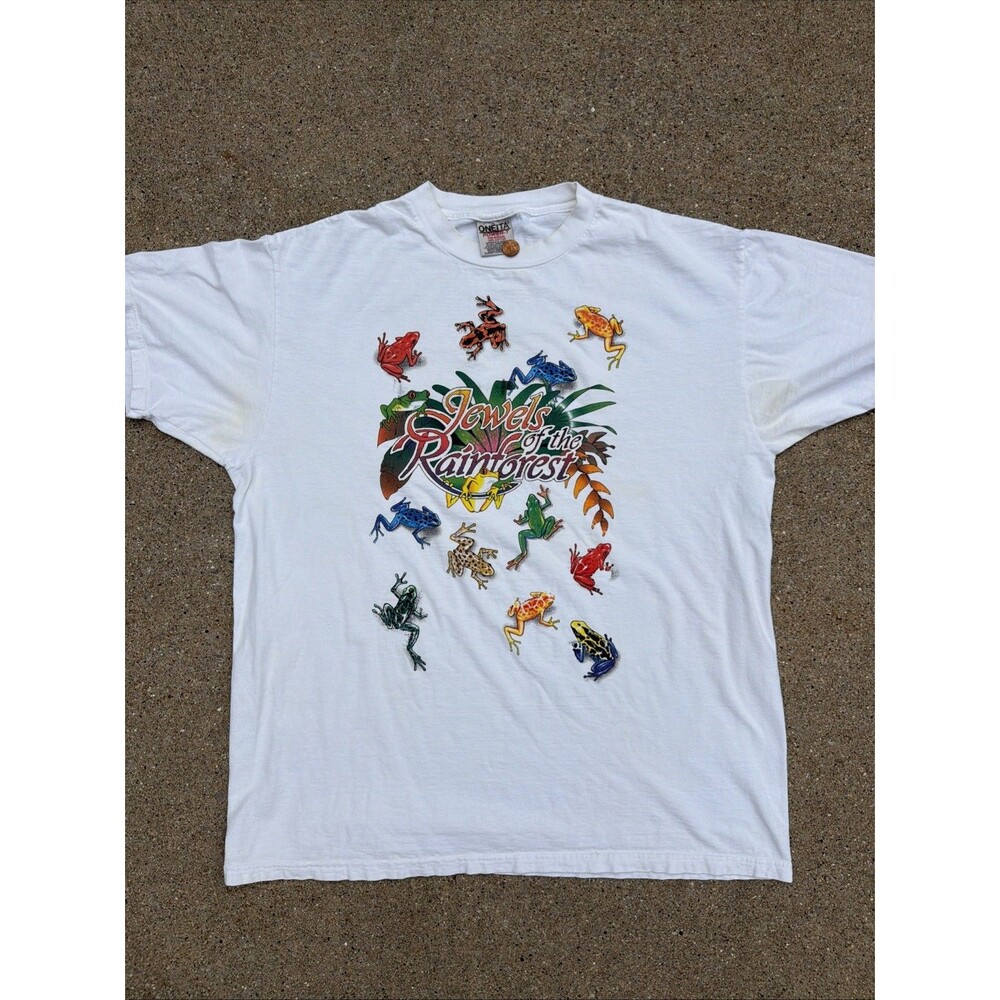 Vintage Oneita Jewels Of The Rainforest Position Dart Frogs Nature XL Shirt